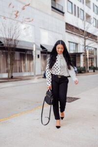 black and white work wear outfit