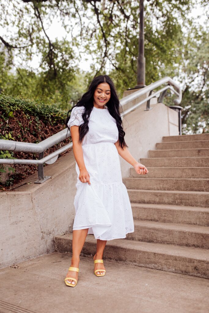 white midi dress