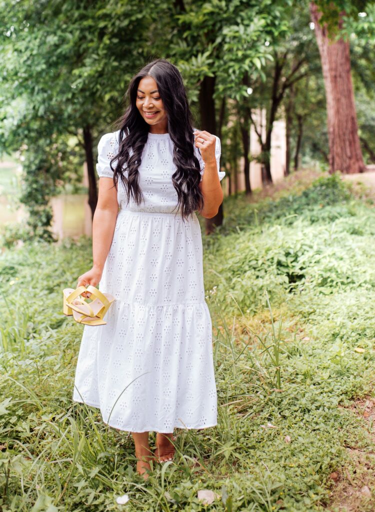 white eyelet dress