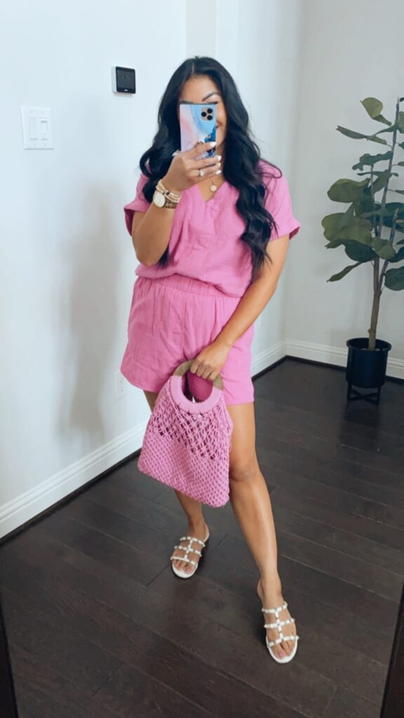 pink two piece set