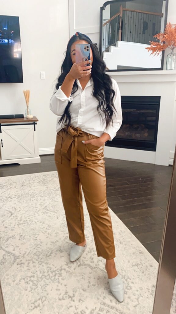 how to style faux leather pants