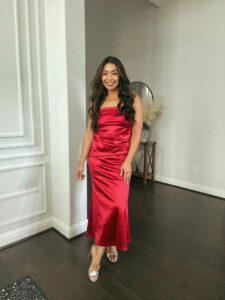 red formal dress
