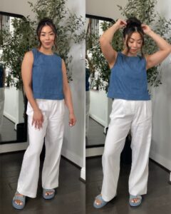 white linen pants outfit ideas