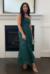 green wedding guest dress